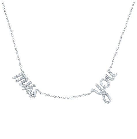 .925 Sterling Silver Rhodium Plated 'miss You' Pendant Necklace