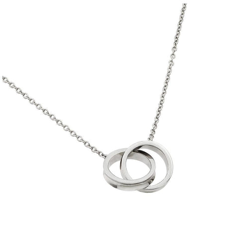 .925 Sterling Silver Rhodium Plated Interlocking Rings Pendant Necklace