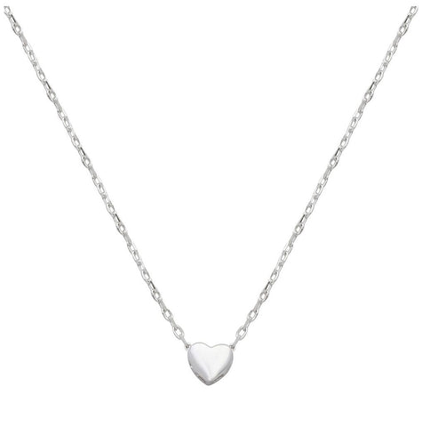 .925 Sterling Silver Rhodium Plated Small Heart Necklace