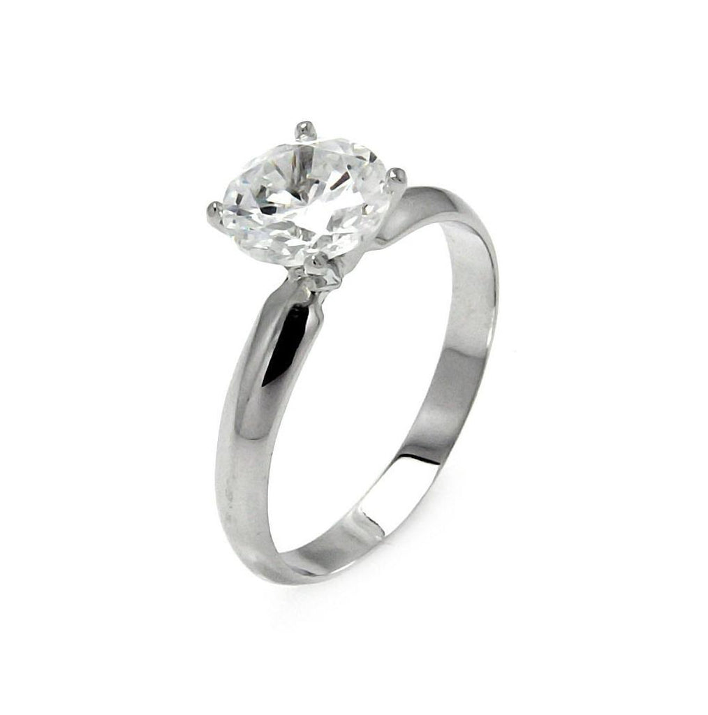 .925 Sterling Silver Rhodium Plated Solitaire Cz Ring, <b>size: 5</b>