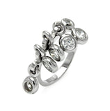 .925 Sterling Silver Rhodium Plated 5 Hanging Cz Ring, <b>size: 5</b>