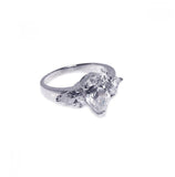 .925 Sterling Silver Rhodium Plated Triple Cz Ring, <b>size: 5</b>