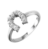 .925 Sterling Silver Rhodium Plated Lucky Horseshoe Cz Ring, <b>size: 5</b>