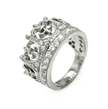 .925 Sterling Silver Rhodium Plated Cz Crown Ring, <b>size: 5</b>