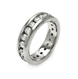 .925 Sterling Silver Rhodium Plated Channel Set Cz Stackable Eternity Ring, <b>size: 5</b>