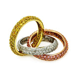 .925 Sterling Silver Rhodiumgold& Rose Gold Plated Clearyellow& Pink Cz Movable Ring, <b>size: 5</b>