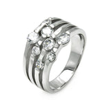 .925 Sterling Silver Rhodium Plated 4 Row Cz Ring, <b>size: 5</b>