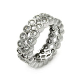 .925 Sterling Silver Rhodium Plated 2 Row Cz Eternity Ring, <b>size: 5</b>