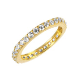 .925 Sterling Silver Gold Plated Clear Cz Stackable Eternity Ring, <b>size: 5</b>