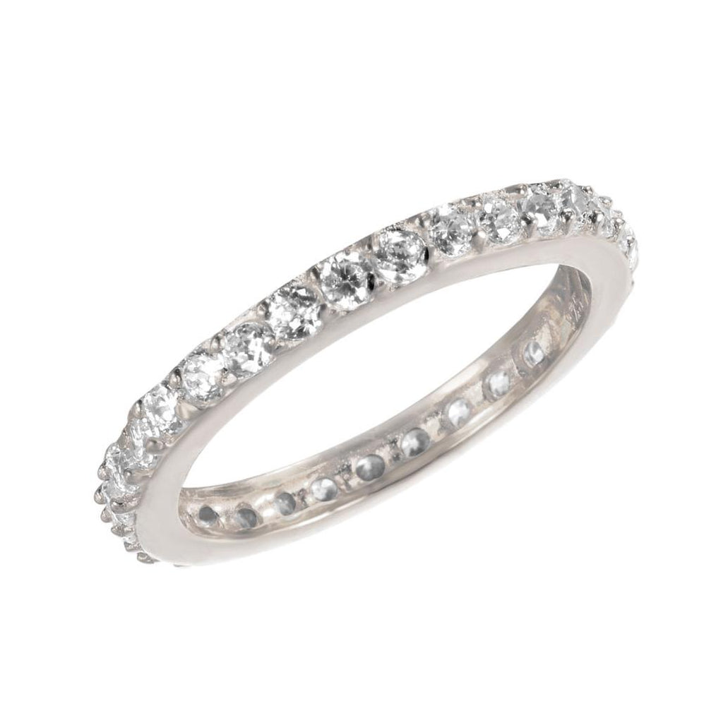 .925 Sterling Silver Rhodium Plated Cz Stackable Eternity Ring, <b>size: 5</b>