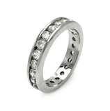 .925 Sterling Silver Rhodium Plated Channel Set Cz Stackable Eternity Ring, <b>size: 5</b>