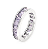 .925 Sterling Silver Rhodium Plated Channel Set Purple Baguette Cz Eternity Ring, <b>size: 5</b>