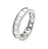 .925 Sterling Silver Rhodium Plated Channel Set Baguette Cz Stackable Eternity Ring, <b>size: 5</b>