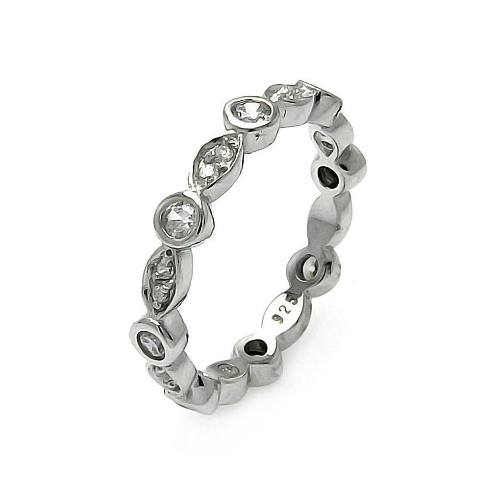 .925 Sterling Silver Rhodium Plated Cz Stackable Eternity Ring, <b>size: 5</b>