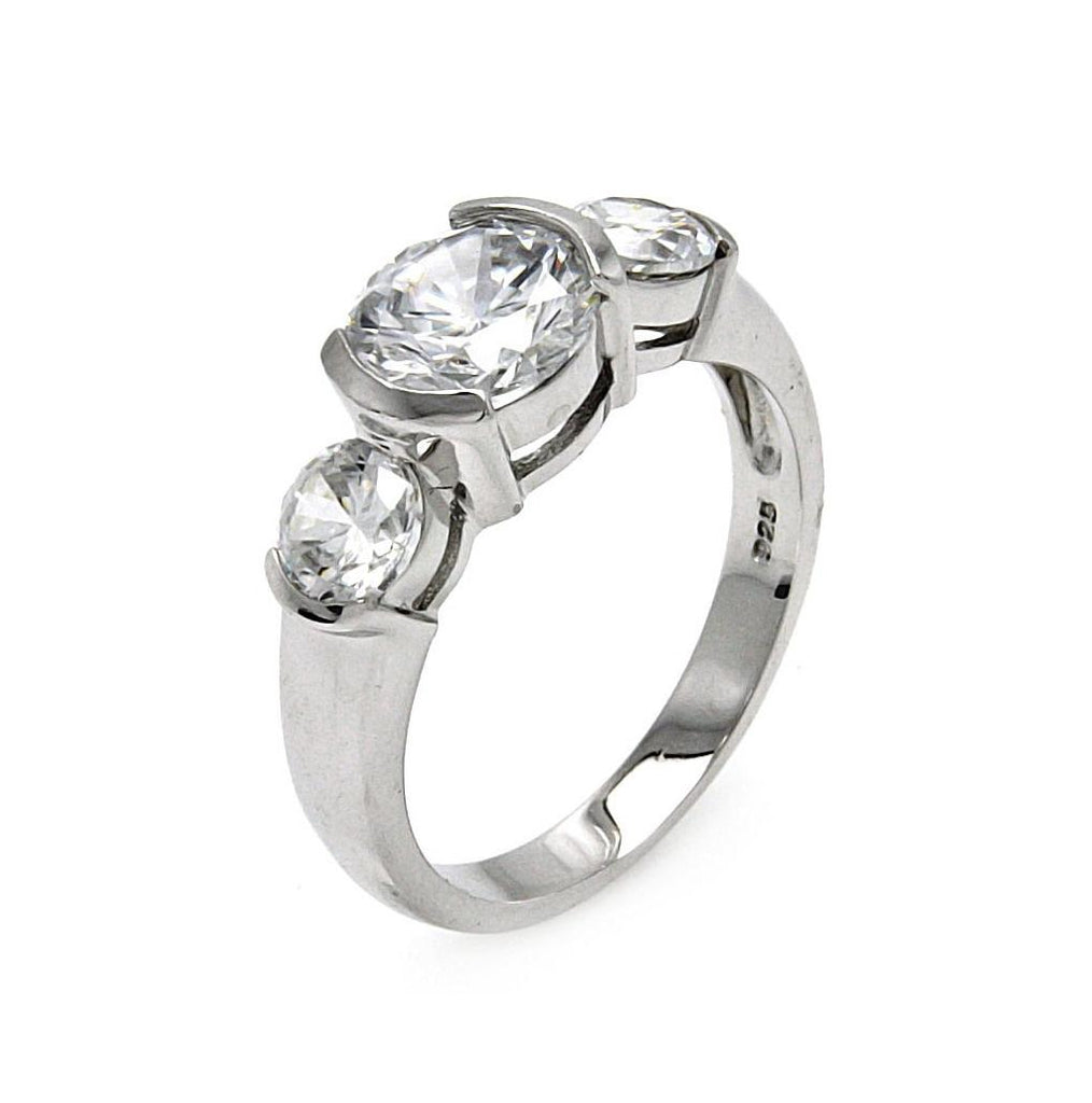 .925 Sterling Silver Rhodium Plated Cz Past Present Future Ring, <b>size: 5</b>