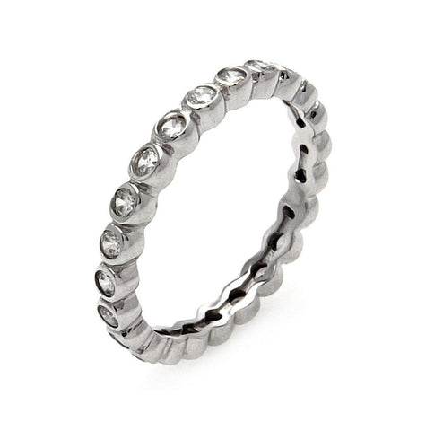 .925 Sterling Silver Rhodium Plated Cz Stackable Eternity Ring, <b>size: 5</b>