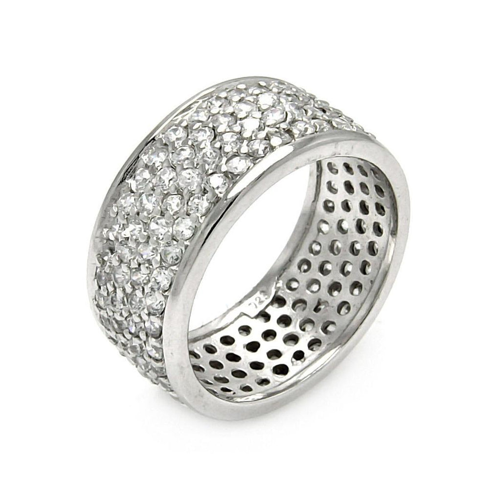 .925 Sterling Silver Rhodium Plated Pave Set Cz Ring, <b>size: 5</b>