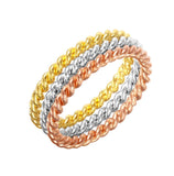 .925 Sterling Silver Rhodiumgold& Rose Gold Plated Stackable Rope Ring, <b>size: 5</b>