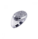 .925 Sterling Silver Rhodium Plated Micro Pave Clear Cz Oval Ring, <b>size: 5</b>