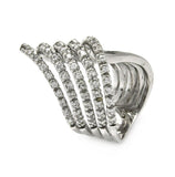 .925 Sterling Silver Rhodium Plated 7 Stripe Cz Wave Ring, <b>size: 5</b>