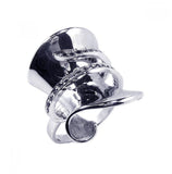 .925 Sterling Silver Rhodium Plated Cz Wrap Ring, <b>size: 5</b>