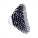 .925 Sterling Silver Rhodium Plated Black & Clear Cz Ring, <b>size: 5</b>