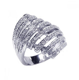 .925 Sterling Silver Rhodium Plated 8 Row Cz Wrap Ring, <b>size: 5</b>