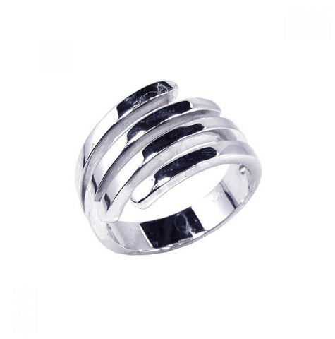 .925 Sterling Silver Rhodium Plated 4 Row Ring, <b>size: 5</b>