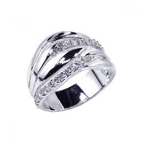 .925 Sterling Silver Rhodium Plated Alternating Cz Ring, <b>size: 5</b>