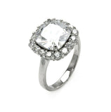 .925 Sterling Silver Rhodium Plated Clear Center & Cluster Cz Ring, <b>size: 5</b>