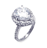 .925 Sterling Silver Rhodium Plated Clear Pear Center & Cluster Cz Ring, <b>size: 5</b>