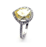 .925 Sterling Silver Rhodium Plated Yellow Center Clear Cluster Cz Ring, <b>size: 5</b>