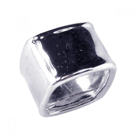 .925 Sterling Silver Rhodium Plated Square Shaped Ring