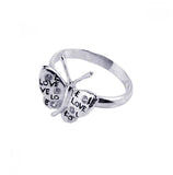 .925 Sterling Silver Rhodium Plated Cz Love Butterfly Ring, <b>size: 5</b>