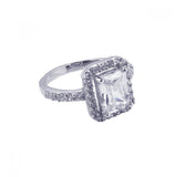 .925 Sterling Silver Rhodium Plated Square Center Cluster Cz Ring, <b>size: 5</b>