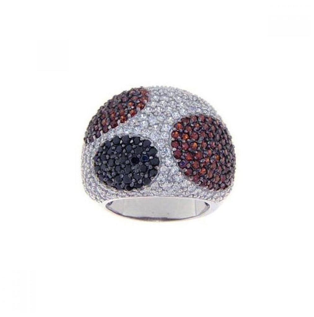 .925 Sterling Silver Rhodium Plated Multi Color Cz Dome Ring, <b>size: 5</b>