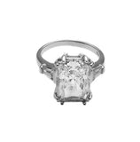 .925 Sterling Silver Rhodium Plated Rectangular Clear Cz Ring, <b>size: 5</b>