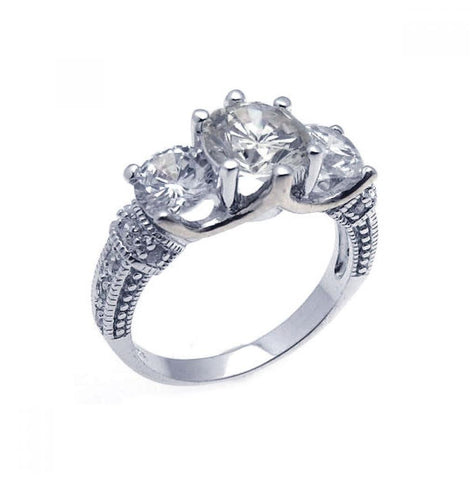 .925 Sterling Silver Rhodium Plated Cz Past Present Future Ring, <b>size: 5</b>