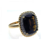 .925 Sterling Silver Rhodium & Gold Plated Plated Brown Center & Clear Cluster Cz Ring, <b>size: 5</b>