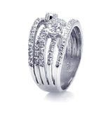 .925 Sterling Silver Rhodium Plated 5 Row Cz Ring, <b>size: 5</b>