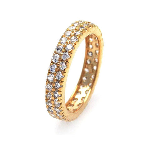 .925 Sterling Silver Gold Plated Cz Eternity Ring, <b>size: 5</b>