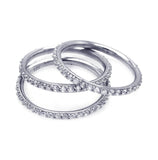 .925 Sterling Silver Rhodium Plated Cz Stackable Ring Set, <b>size: 5</b>