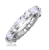 .925 Sterling Silver Rhodium Plated Clear Baguette Clear Cz Eternity Ring, <b>size: 5</b>