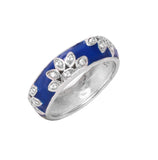 .925 Sterling Silver Rhodium Plated Flower Band Ring, <b>size: 5</b>