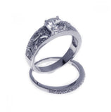 .925 Sterling Silver Rhodium Plated Pave Set Cz Ring Wedding Set, <b>size: 5</b>