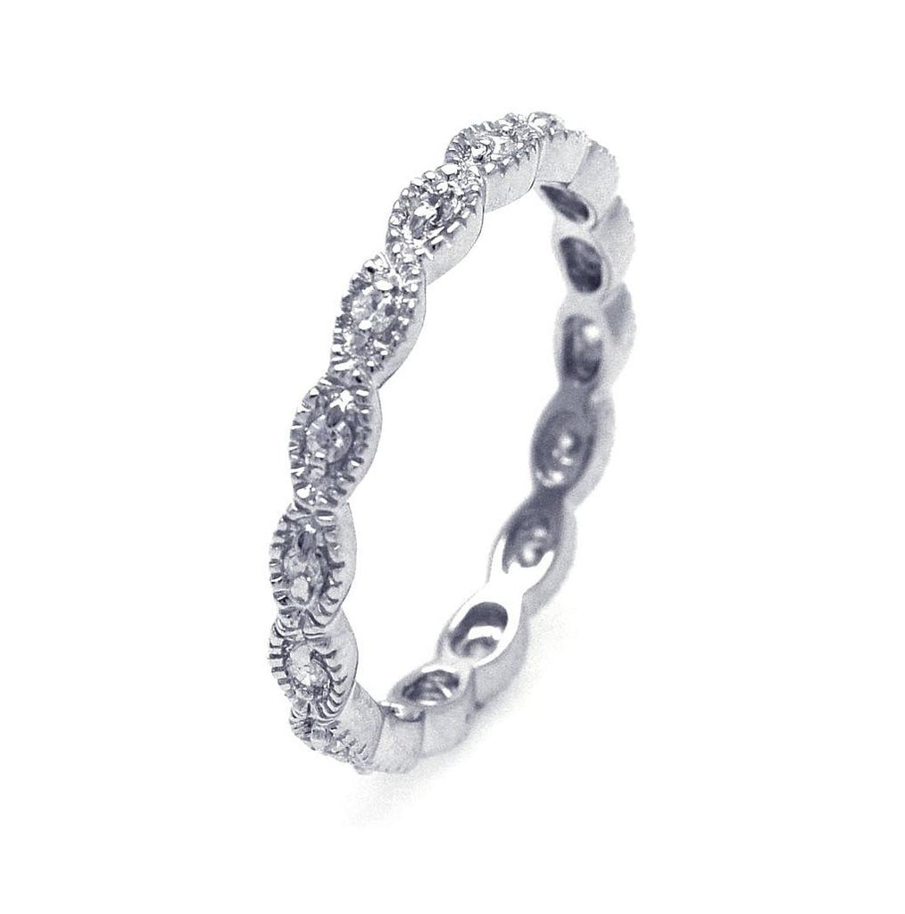 .925 Sterling Silver Rhodium Plated Cz Stackable Eternity Ring, <b>size: 5</b>