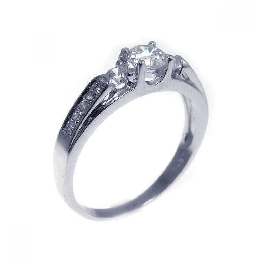 .925 Sterling Silver Rhodium Plated Clear Center Cz Ring, <b>size: 5</b>