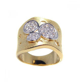 .925 Sterling Silver Rhodium & Gold Plated Matte Finish Pave Set Cz Ring, <b>size: 5</b>