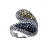 .925 Sterling Silver Rhodium Plated Pave Set Clearyellow& Black Cz Ring, <b>size: 5</b>