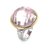 .925 Sterling Silver Rhodium & Gold Plated Cz Dome Ring, <b>size: 5</b>